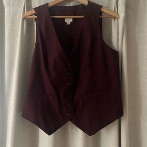 a new day Maroon Button-Up Vest